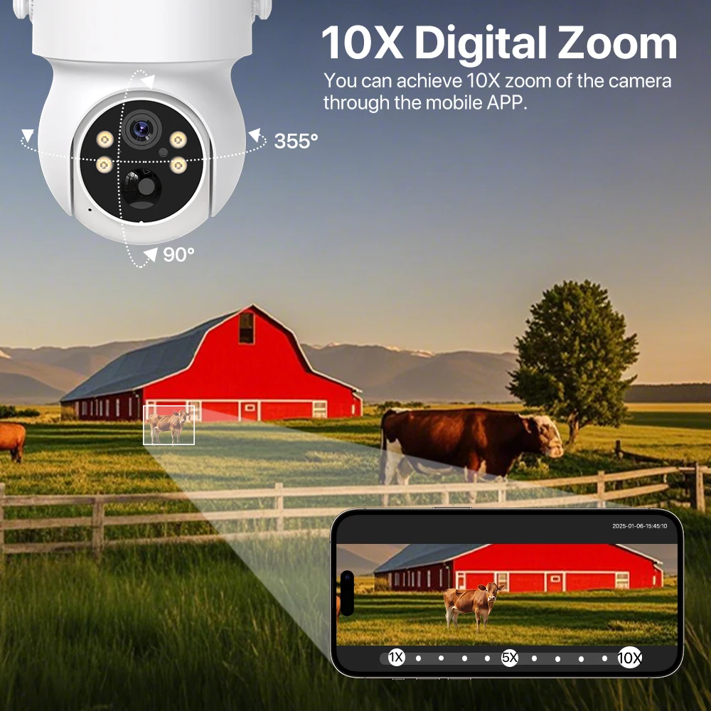 WiFi PTZ Camera Outdoor Wireless Solar IP Camera 4MP HD Built-in Battery Video Surveillance Camera Long Time Standby iCsee APP