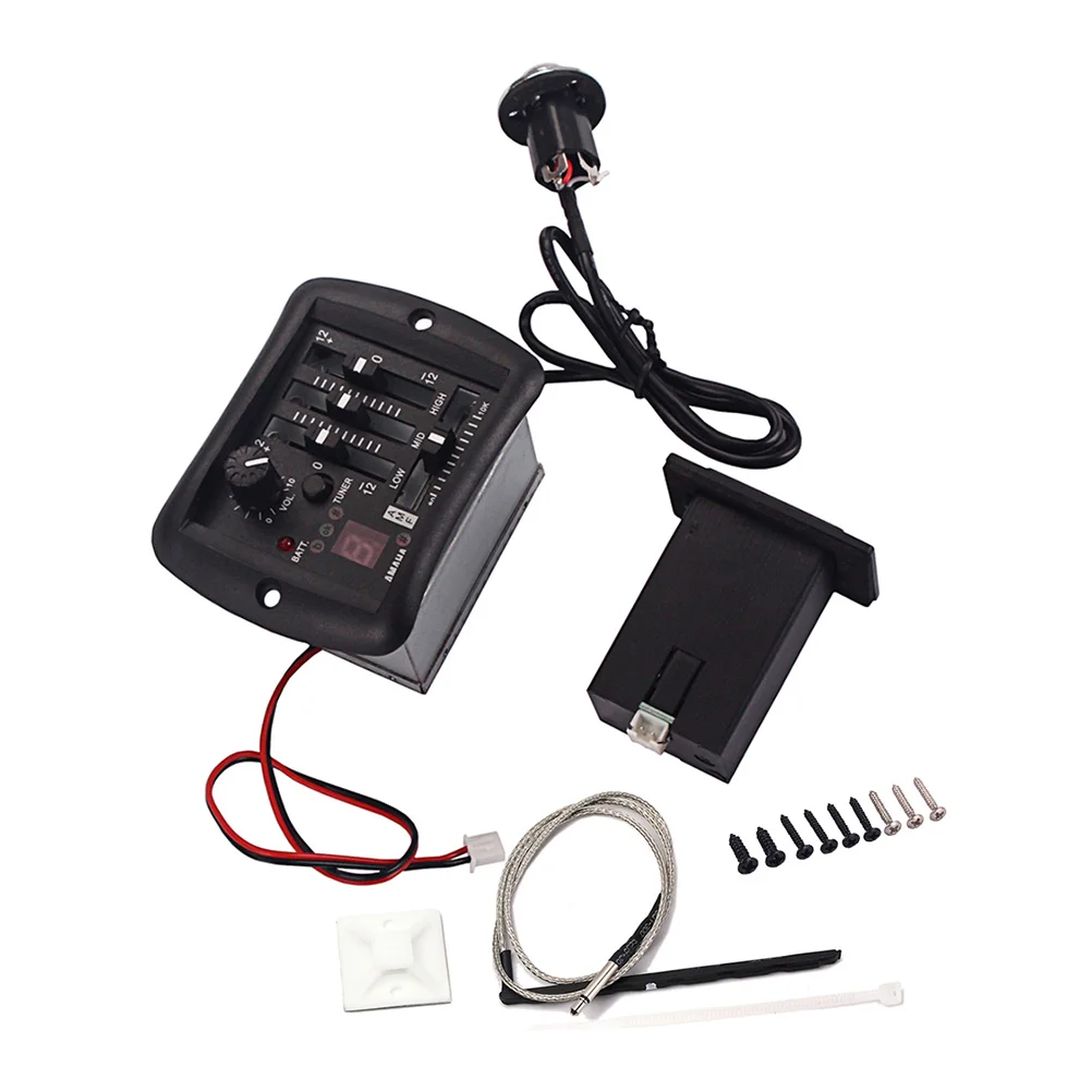 معادل الجيتار الصوتي 4 نطاقات Eq Preamp Ymh03 بيزو لاقط التحكم في مستوى الصوت سهل التركيب عالي الدقة لاقط الجيتار الصوتي #1