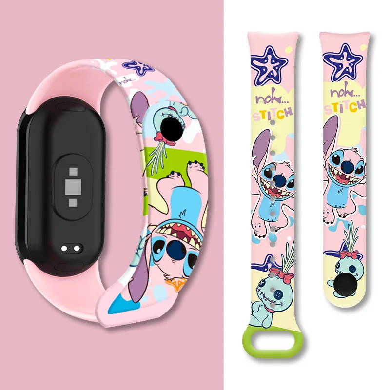 Disney Stitch Watch Bands for Xiaomi 8 Anime Cartoon Fashion Printed Watchband Boys Girls Watch Replacement Strap Kids Gifts