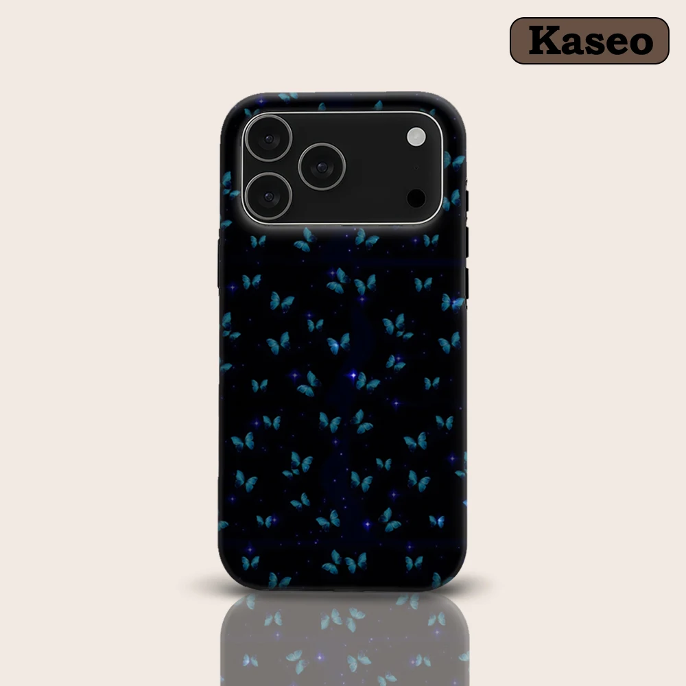 KASEO Matte Bumper for Magsafe Case for IPhone 17 16 15 14 Plus 13 Pro Max Shockproof Hard PC Midnight Butterflies Cover