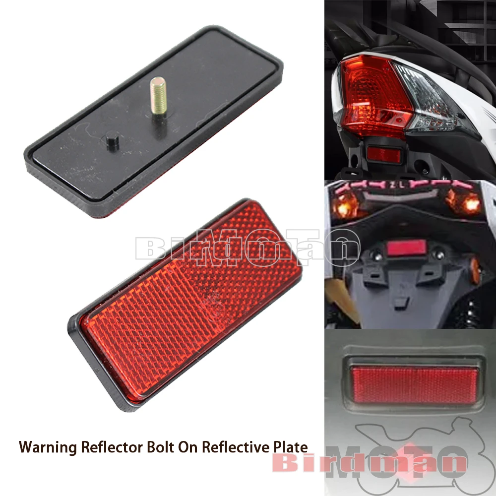 Motorcycle PMMA Plastic Warning Reflector Bolt On Reflective Plate Red Rectangle Reflectors For Harley Chopper Cafe Racer Custom