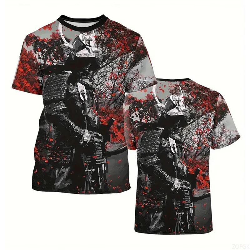 الاتجاه الياباني الساموراي الرسومات تي شيرت للرجال موضة الصيف قصيرة الأكمام ثلاثية الأبعاد مطبوعة الاطفال تيز كول الشارع الشهير Harajuku القمم #6