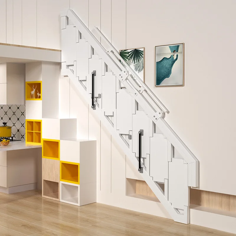 

Folding staircase against the wall Household attic staircase Side wall step ladder loft Duplex indoor small apartment