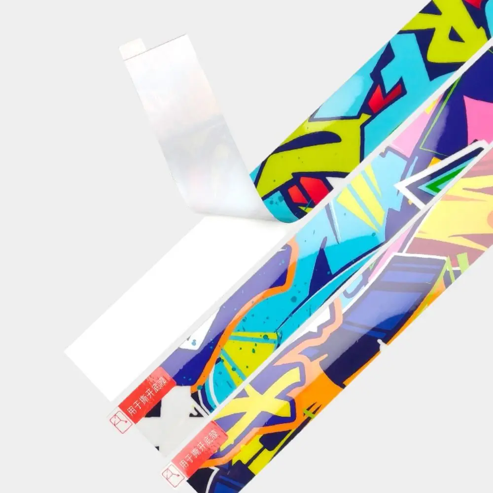 1PC Random Graffiti Pickleball Racket Edge Sticker Shock Absorption Scratch-proof Paddle Head Edge Tape Decor Anti-fall