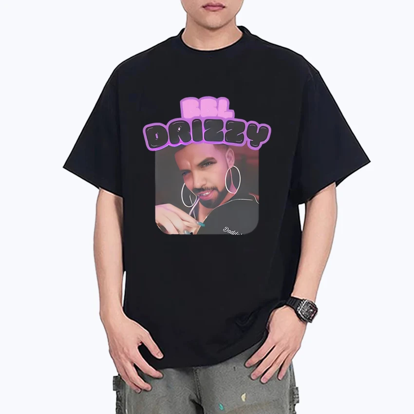 

2025 Trendy Summer Rapper Drake BBL DRIZZY music Tee shirt Street Hip Hop 100% Cotton Men Women short sleeve t-shirts Unisex Top