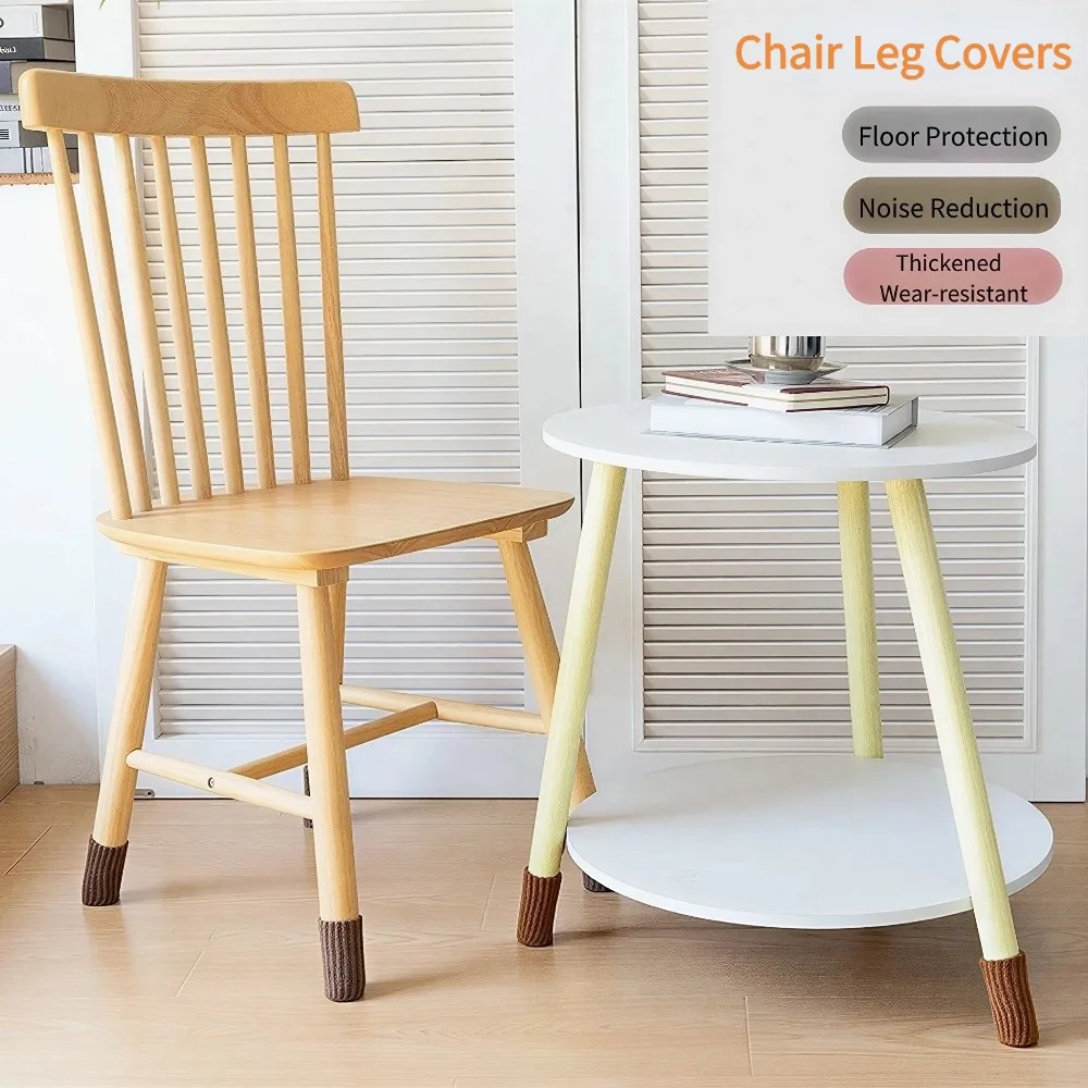 New Hot Knitted Chair Leg Socks Anti-slip Chair Foot Covers Anti-scratch Floor Protectors for Home Dining Room Living Room Floor