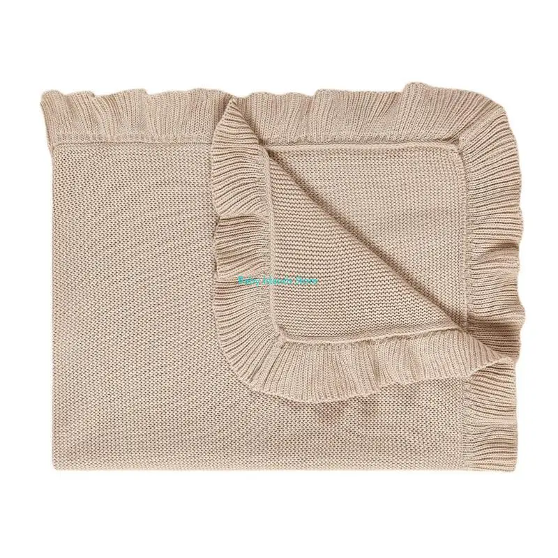 K92D Cotton Ruffle Knitted Wrap Towel Soft and Breathable Bed Blanket Autumn Winter