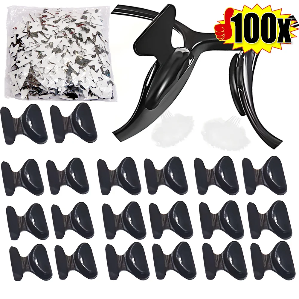 

10/100pcs Silicone Anti Slip Silicone Nose Pad for Eyeglasses Butterfly Glasses Nose Rest with Height Enhancement Anti-Cratering