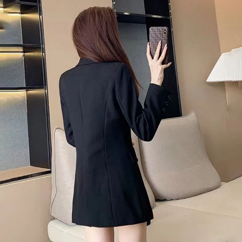 Chic Blazer Jacket Women's Outwear 2026 Spring  Autumn New Professional Blazer Long Sleeve Waist Casual Mid-Length Office Blazer
