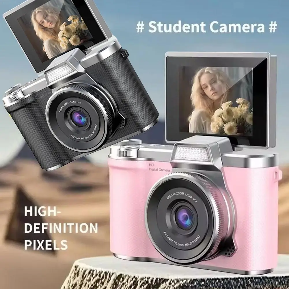 

Digital Camera For Photography, 4K Vlogging Camera 180° Flip Screen 16X Digital Zoom Compact Cameras CCD Filter Camera