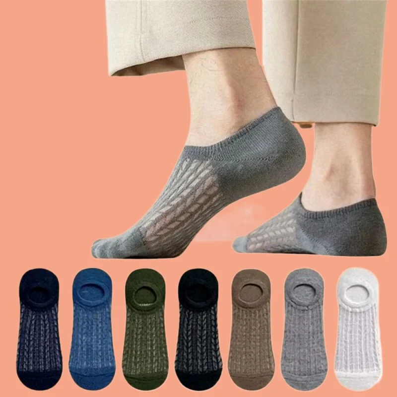 

3/5 Pairs New Invisible Boat Socks Breathable Mesh Casual Thin Low Cut Short Socks Shallow Mouth Sweat Absorption Ankle Socks