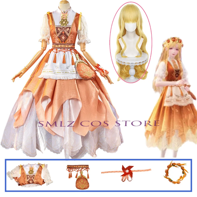 Nikki Hometown Breeze Cosplay Game Infinity Nikki Cosplay Outfit Wig Lolita Orange Dress Suit Women Kawaii Girls Gown Party Prop