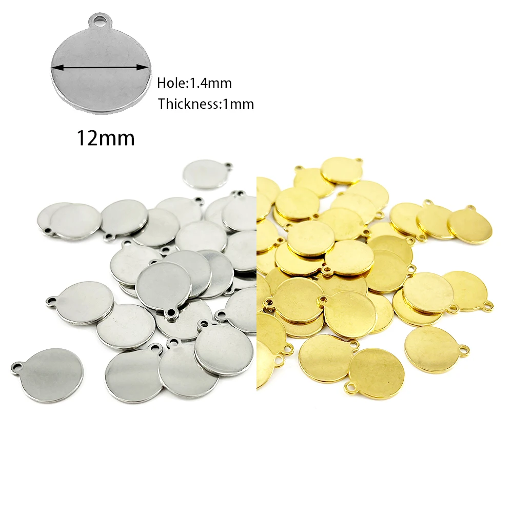 100 stks/partij Custom Pandant Rvs Blank Stempelen Dog Tags Charms Staal Goud Kleur Tag Persoonlijkheid Lasergravure LOGO