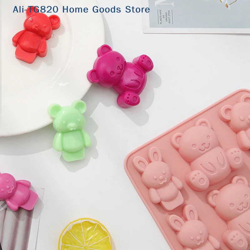 [TG820]Bear Silicone Mold Cute Cartoon Animal Chocolate Cake Baking Mould Kitchen Baking Tool Kids Complementary Food Tools