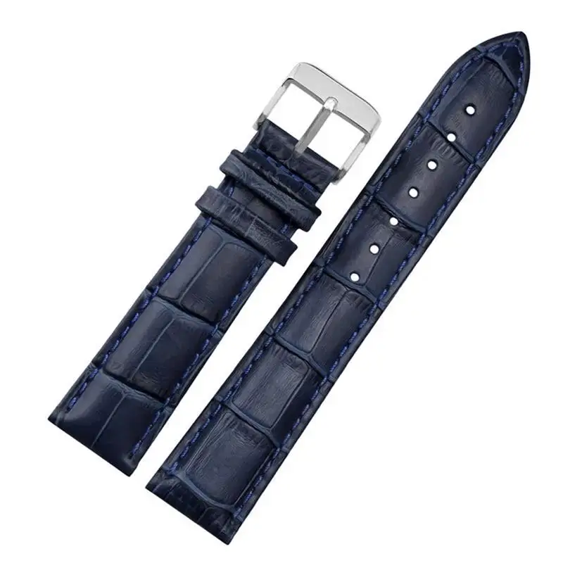 MAISITU 12 14 16 18 19 20 21 22 23mm Blue color Genuine Leather Watchband Strap Men and Women Watchband For Citizen Rossini