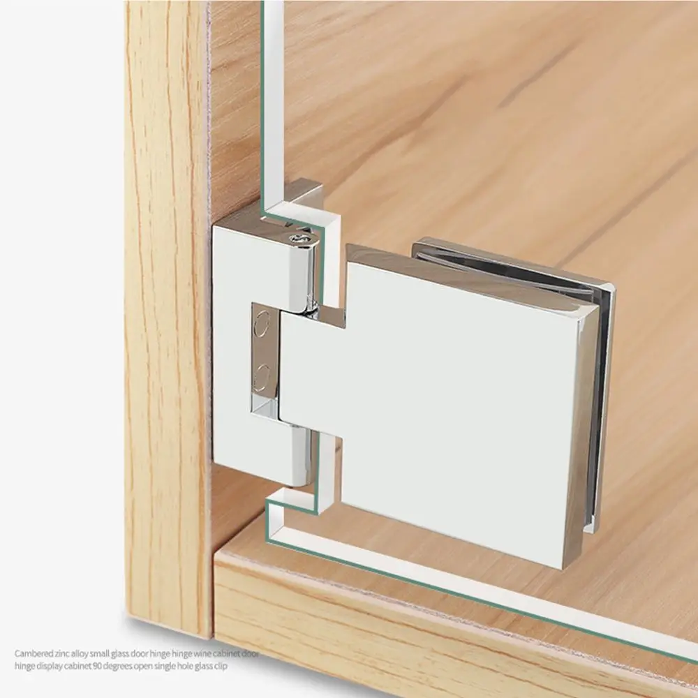 Zinc Alloy Glass Door Hinge Side Mounted No Drilling Frameless Clamp Hardware Furniture Accessories Cabinet Door Hinge