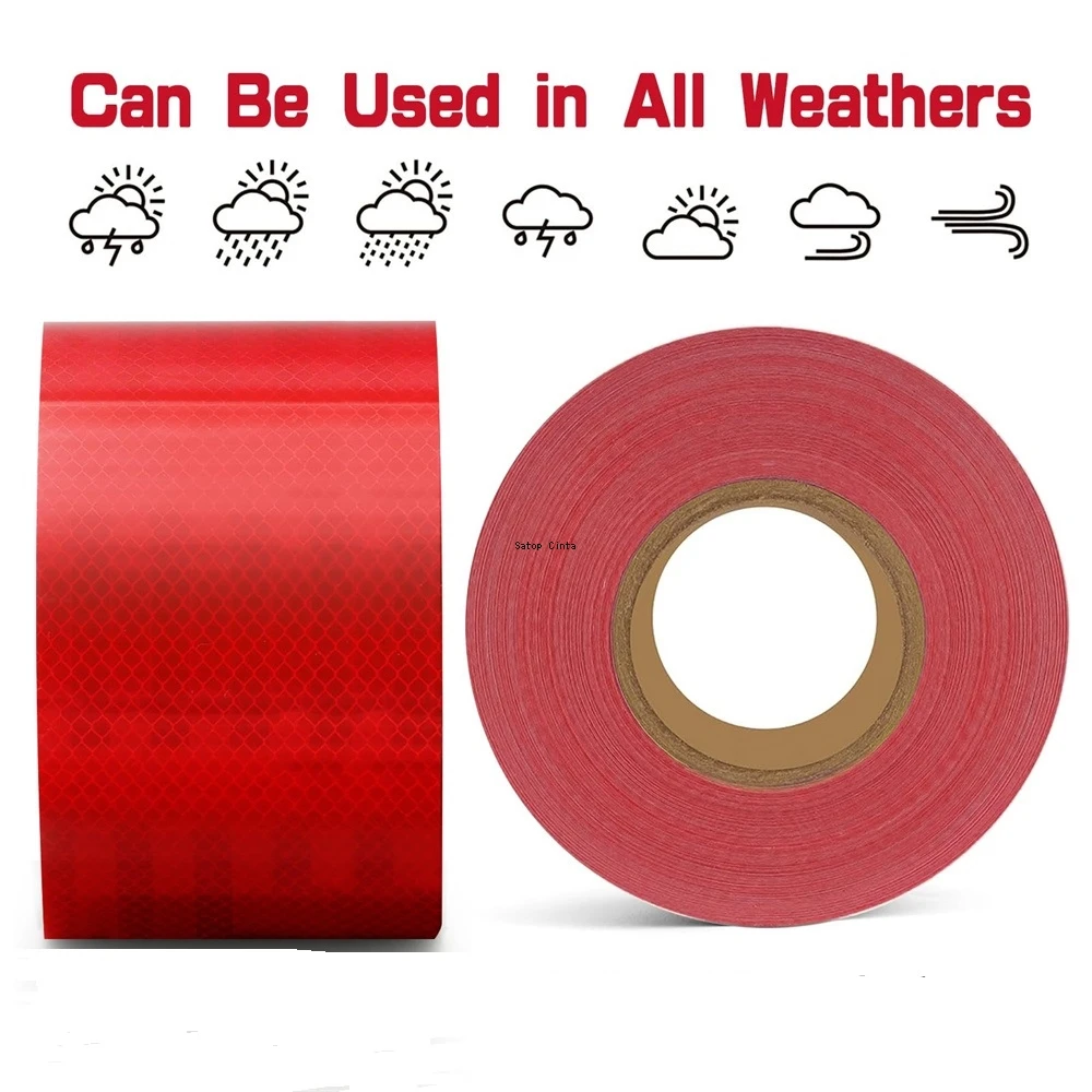 10cm*5m Red Micro Prismatic Sheeting Reflective Tape Waterproof Adhesive Reflector Film For Automotive Motorcycle Trailer Truck