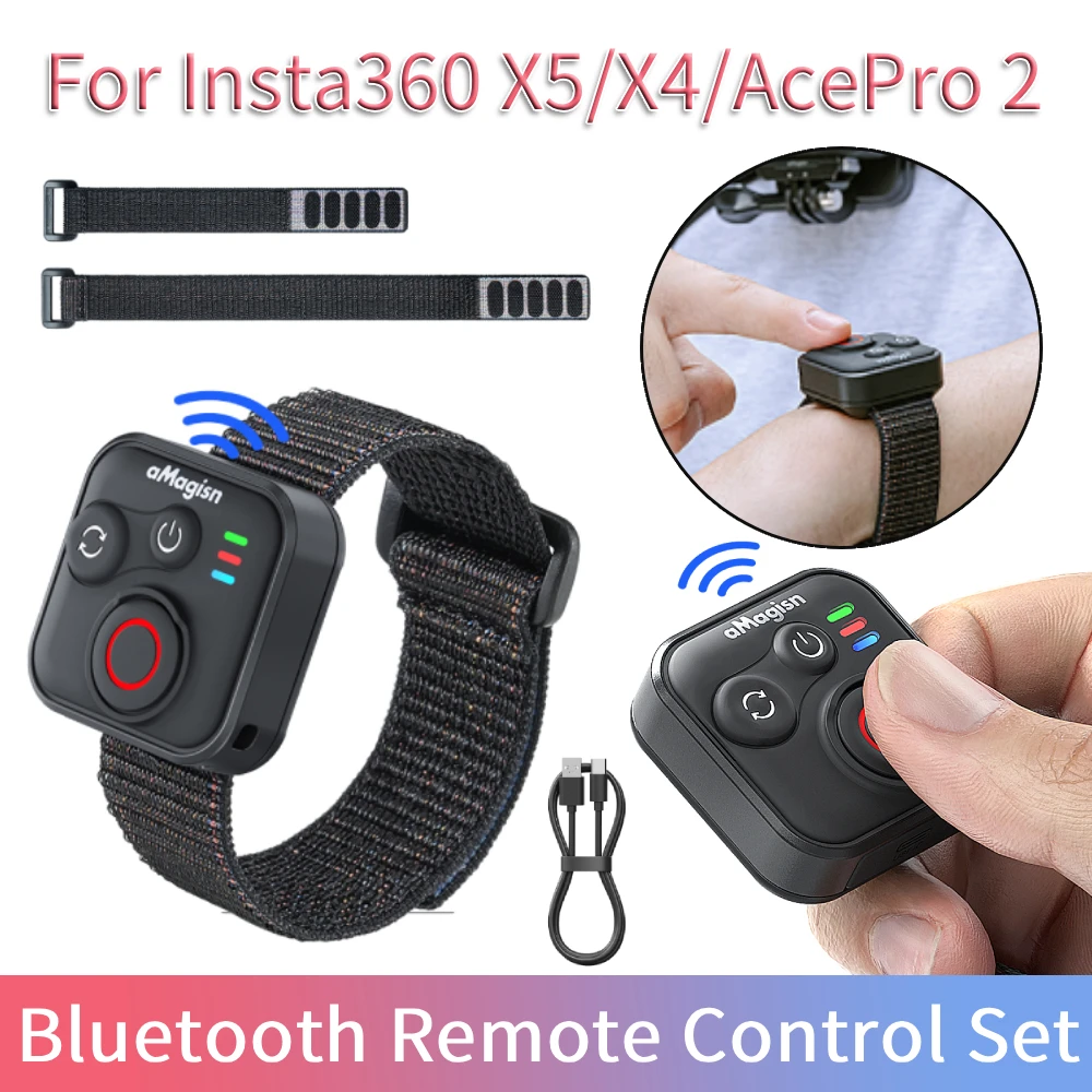 

Набор Bluetooth-пультов дистанционного управления для Insta360 X5/X4, многофункциональный беспроводной контроллер для съемки с ремешком на запястье для GoPro Hero 13
