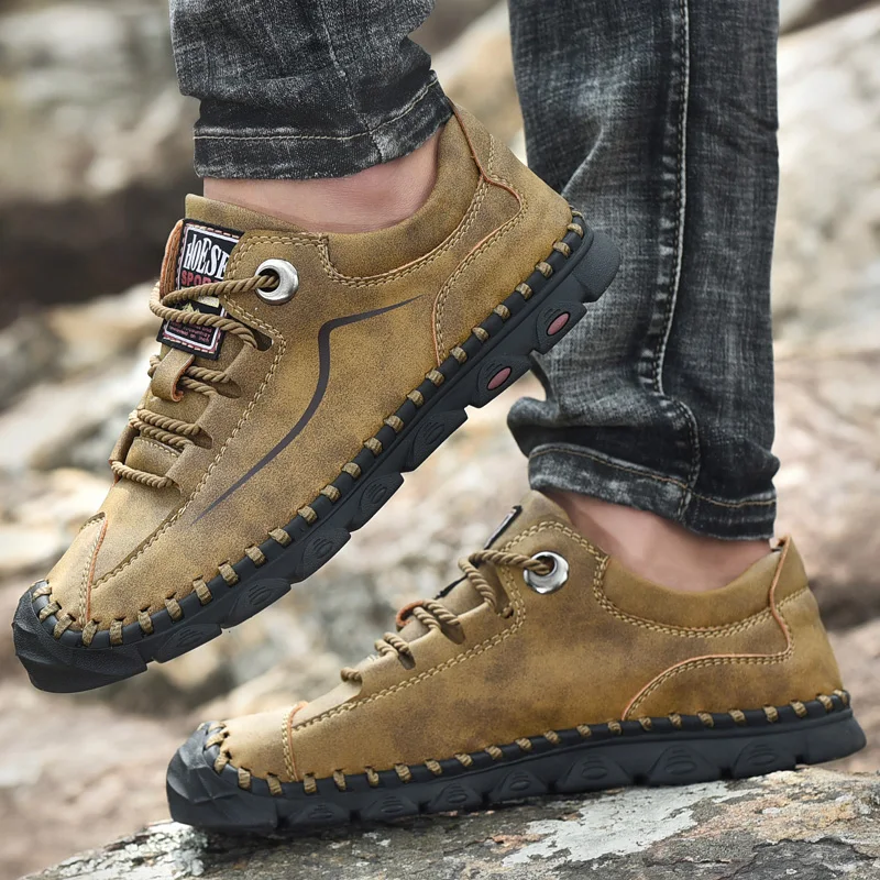 

Men Casual Shoes Leather Outdoor Walking New Fashion Male Leisure Vacation Soft Driving Shoes Men Shoes Flats Trekking Footwear
