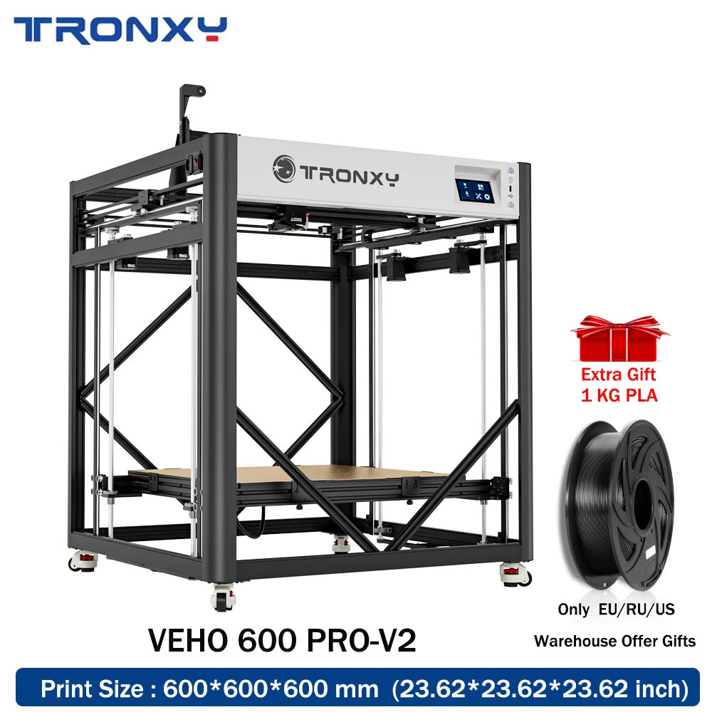 VEHO 600 PRO V2 FDM 3D Printer Kit 600x600x600mm Print Size Dual-axis Guide Direct Drive Extruder klipper firmware 600*600*600mm