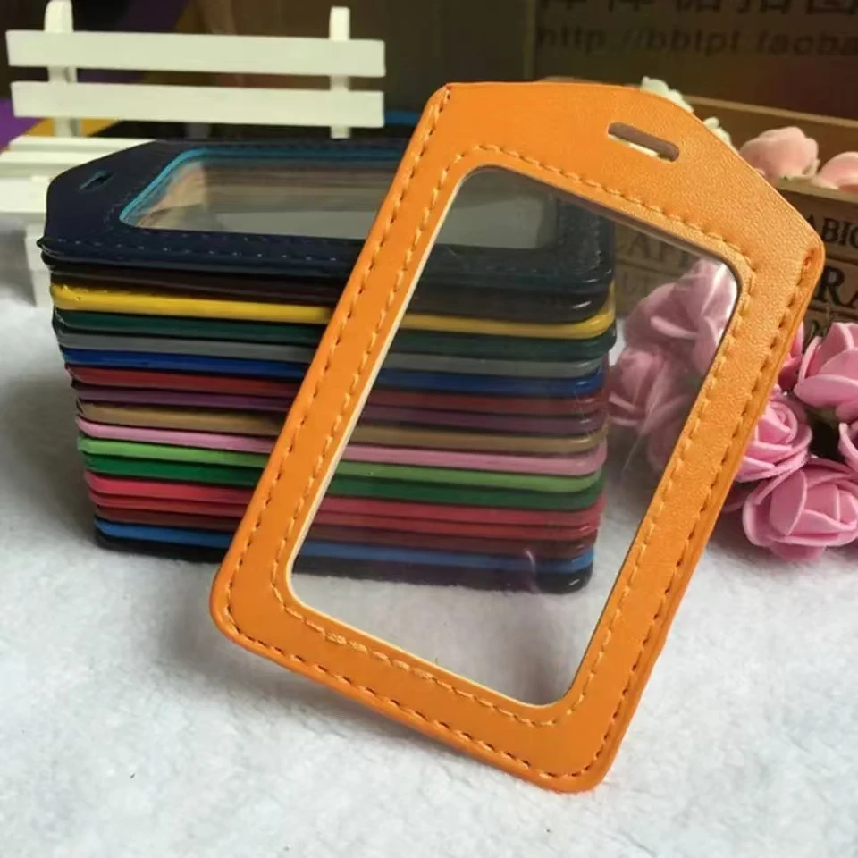 2024 1PC Colorful No zipper Badge Card Set Double-Sided Transparent PU Imitation Leather Credit Card Holder Work Supplies