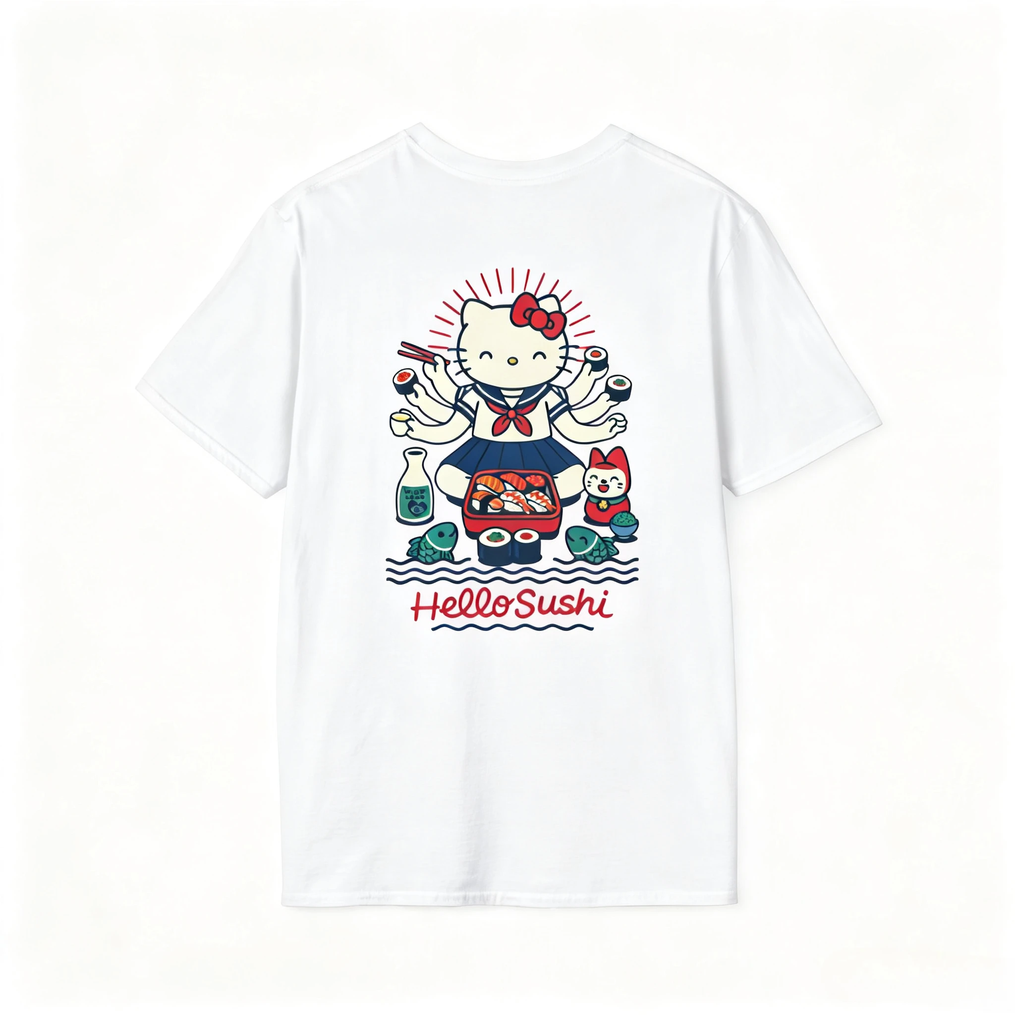 Hello Kitty Sushi T-Shirt: Your Official Sushi Date NIght Uniform High-quality Japanese Style Fashionable Clothing Women T Shirt