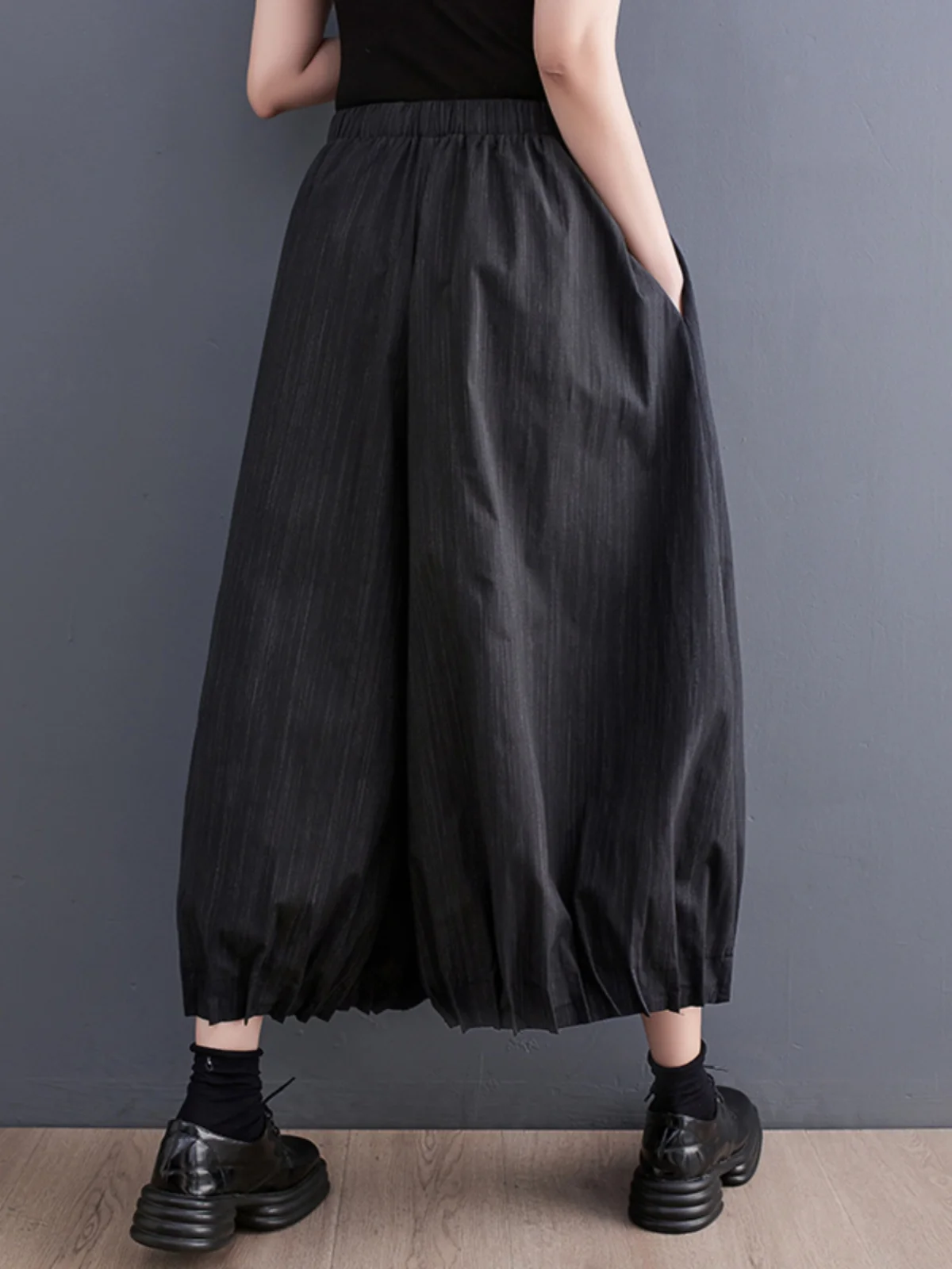 بالإضافة إلى حجم الصيف عارضة k مرونة واسعة الساق مطوي فانوس تنورة السراويل فضفاضة البنطلون السراويل تصميم فريد تخفيف Sle Nat...