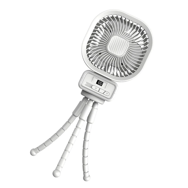 Small Fan Oscillating Fan Rechargeable Fan Portable Desk Fan with Flexible Tripods Strollers Fan for Camping Car