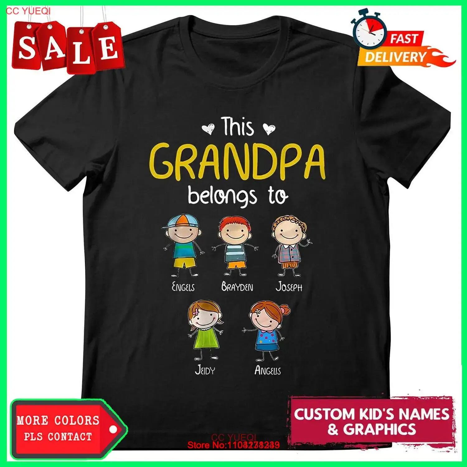 This Grandpa Belongs To Cute Family Personalized T-shirt Gift For Fathers and...