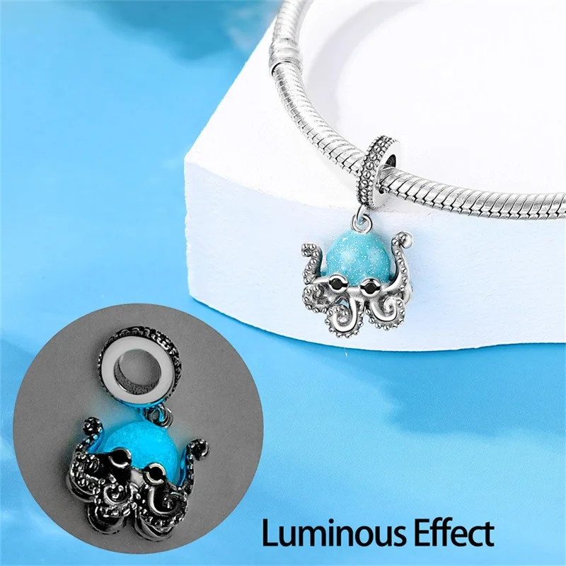 Luminous charm ocean dolphin turtle crab pendant jewelry DIY bracelet accessory silver-plated cross-border supply source