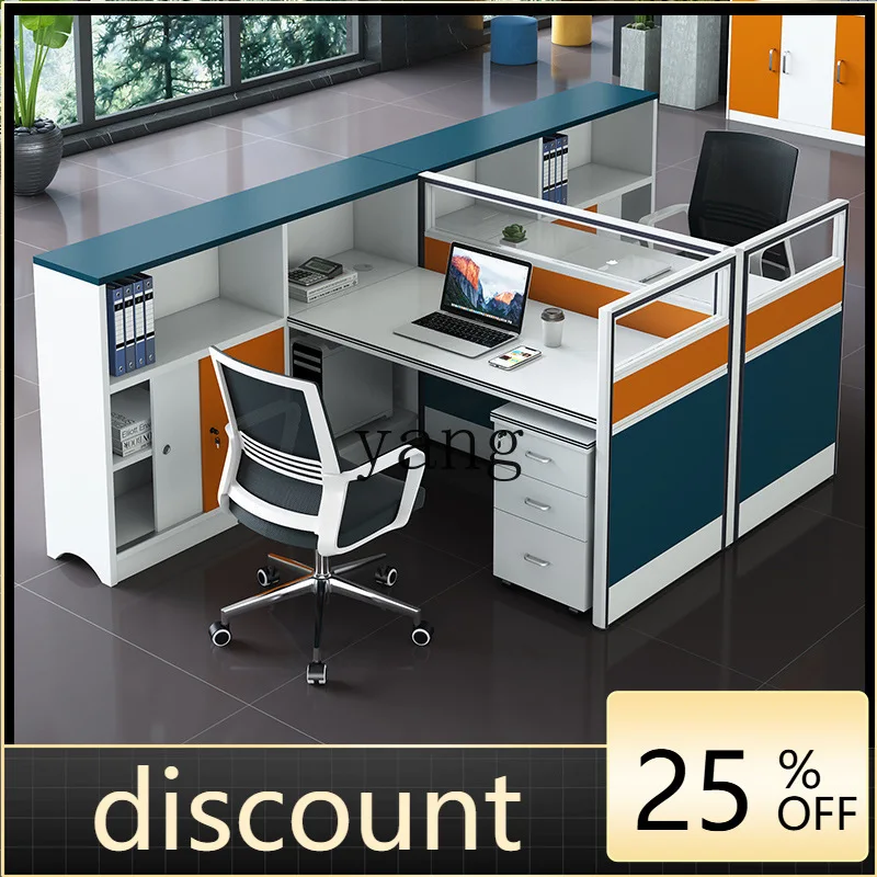 LMM staff desk employee sitting double financial screen card seat office station