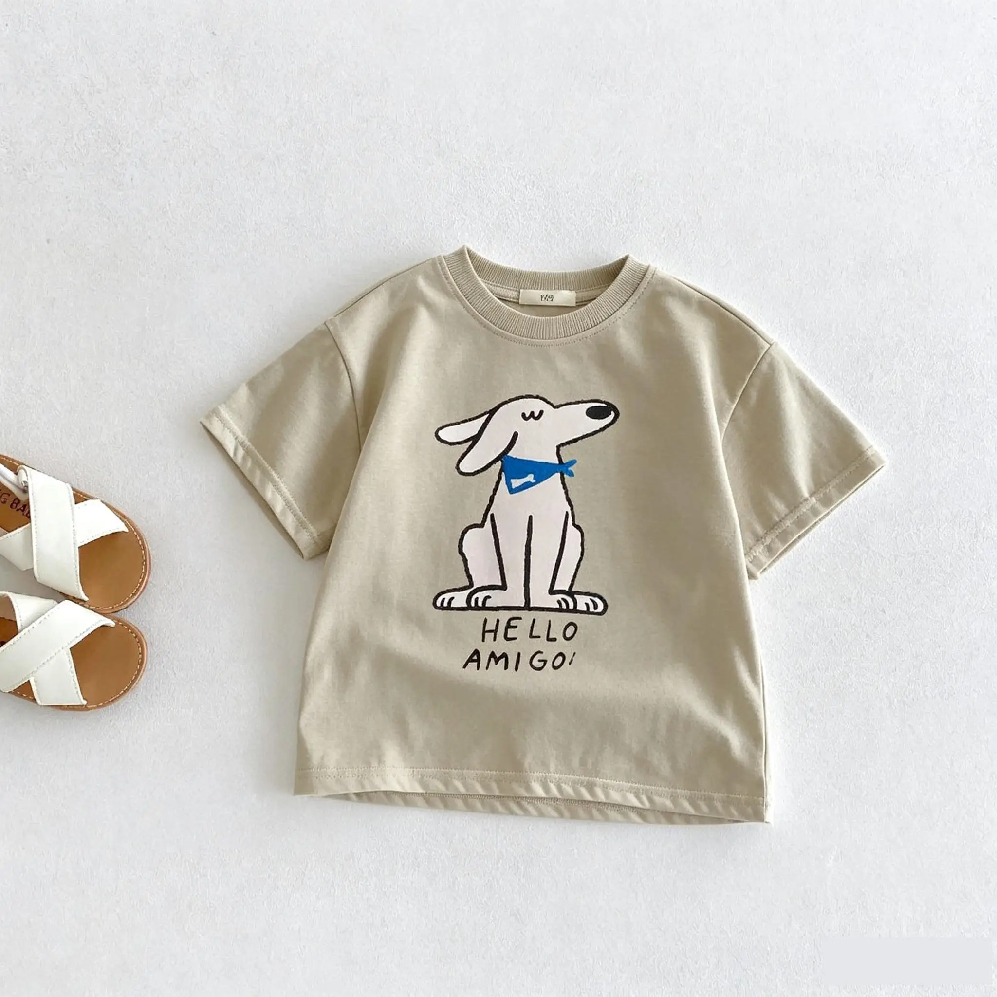 T-shirts d'été à manches courtes pour bébés filles et garçons, col rond, motifs de dessins animés, décontractés et polyvalents, vêtements pour enfants de boutique
