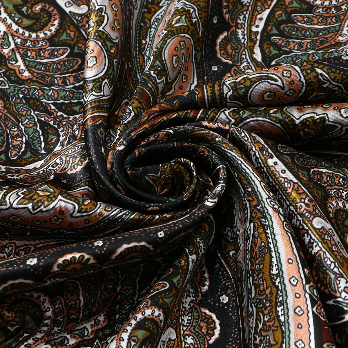 Modisches Paisley-Print-Kerchief, Damen-Haarschal, Seiden-Stirnband, Bandana, Kopftücher, quadratische Hijab-Schals für Damen – Detail 14