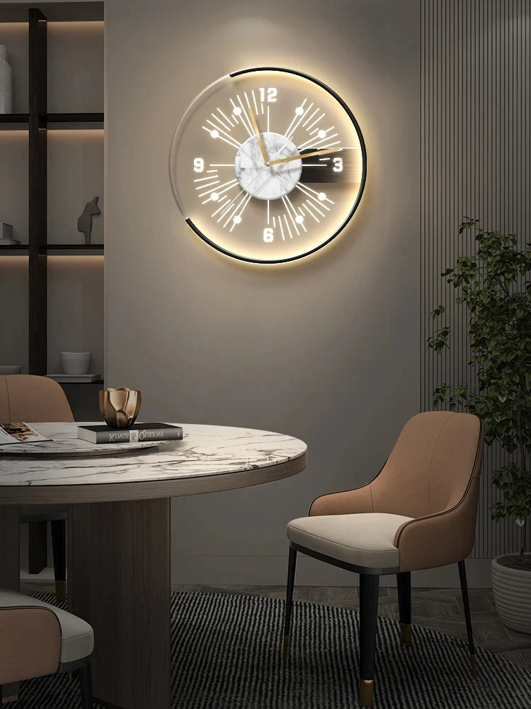 Modern minimalist and luxurious creative wall clock, wall lamp painting background, quiet lighting, clock and watch YX456TB