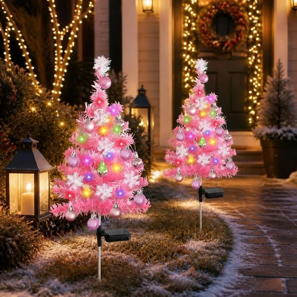 Realistic Solar Christmas Tree Lights Waterproof Creative Landscape Lawn Lamp Cordless Ground Mounted Christmas Decorations