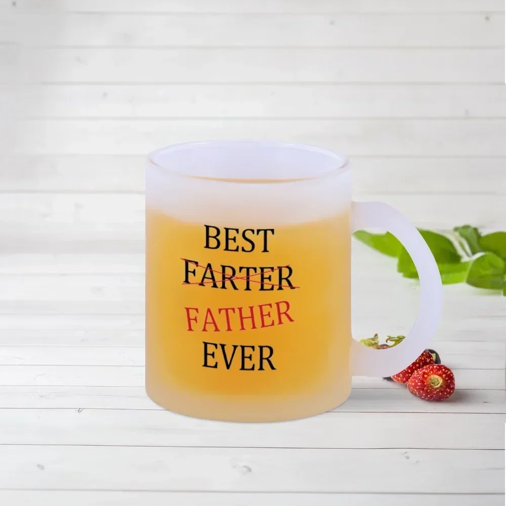 Funny Beer Whiskey Frosted Glass Cup for Daddy Custom Wine Water Cup Glass Gift for Father's Day Papa Birthday From Son Daughter