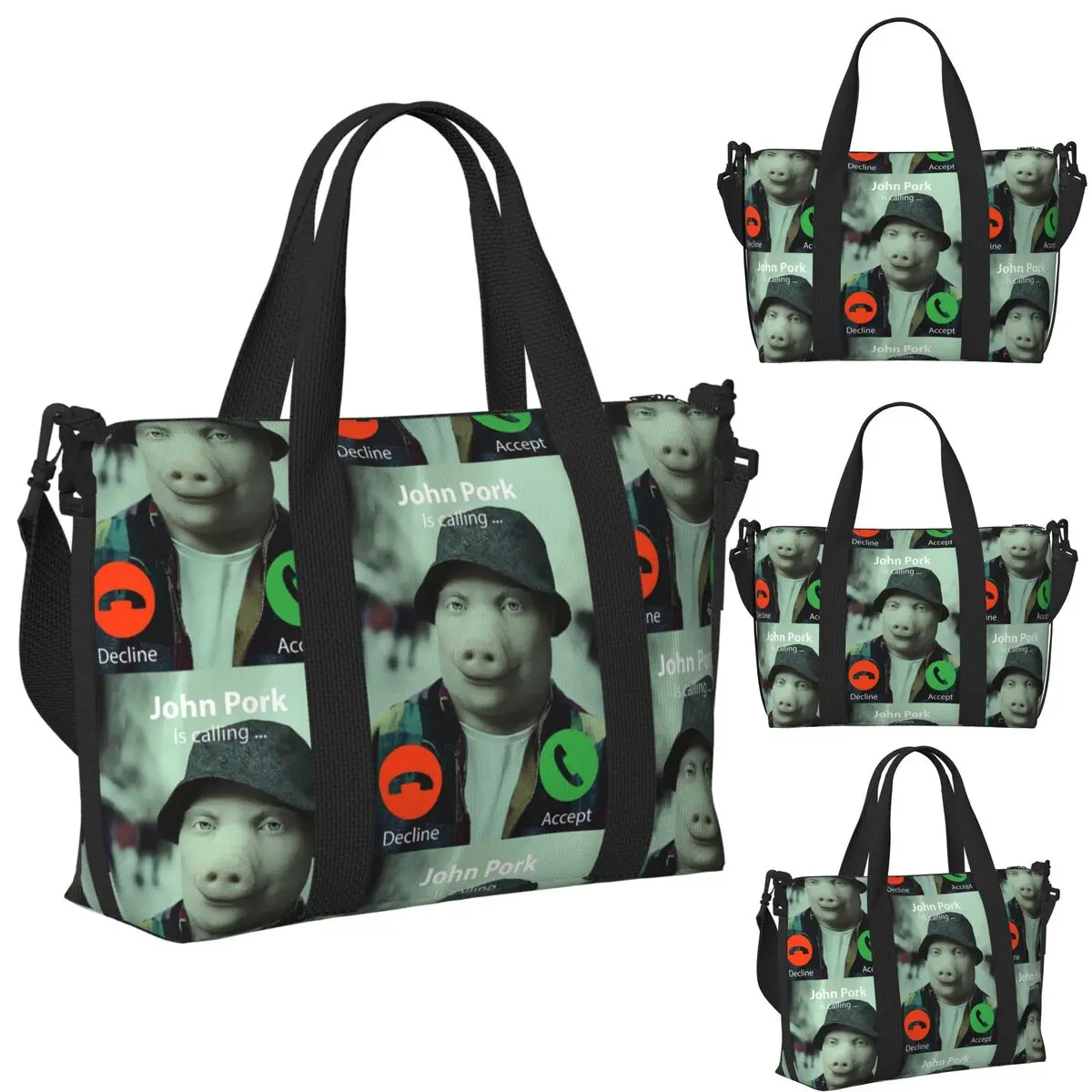 

John Pork Is Calling Beach Travel Bag Large Capacity Tote Bags for Gym Yoga Women Shopping Duffle Shoulder Bag