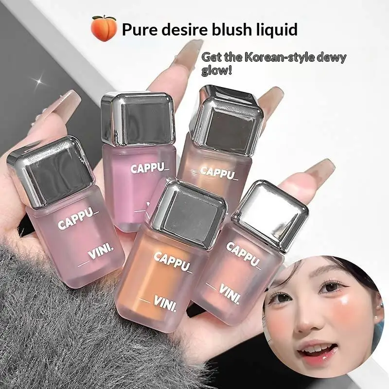 Rubor Líquido Mate Cappuvini, Rubor de Terciopelo, Tinte Natural de Larga Duración para Mejillas, Color Naranja Melocotón, Maquillaje Facial, Cosméticos