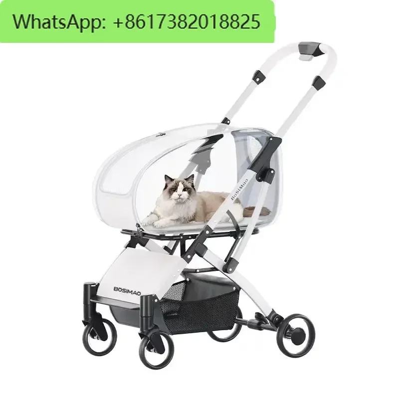 Cochecito para mascotas y perros, andador transparente para perros, cochecito de viaje, cochecito para gatos rosa, extractor para perros, ligero y desmontable