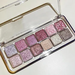 Flash Diamond Peach Eyeshadow Palette Glitter Kumquat Gold Bright Pearl Sequins Makeup Plate 12 Colors Charming Contour Eyes