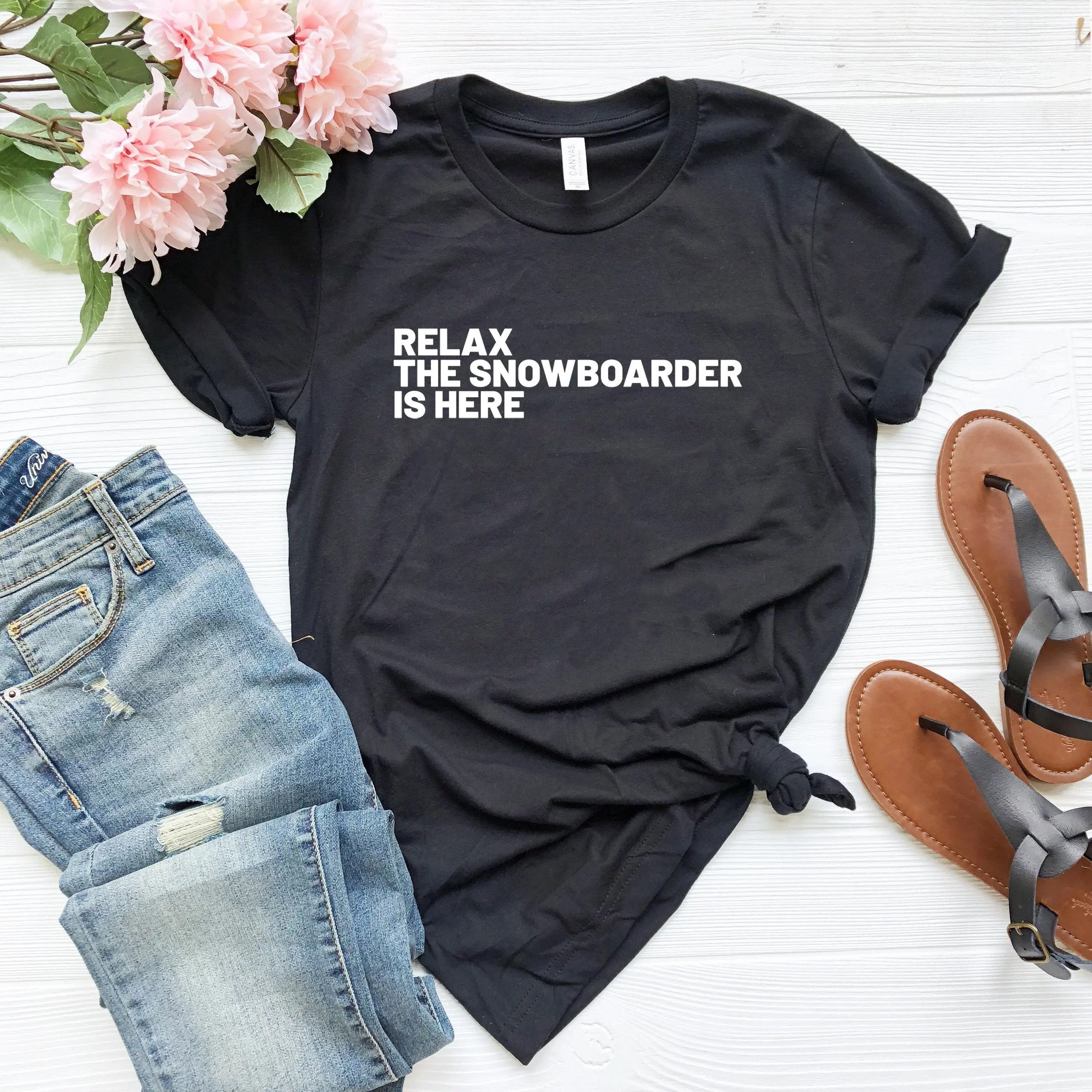 Relax the snowboarder is here funny snowboarding shirt lover gift