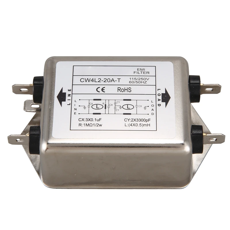 A01V-Power EMI Filter CW4L2-20A-T Single Phase AC 115V / 250V 20A 50/60HZ