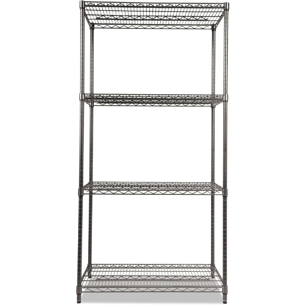 شحن مجاني - مجموعة أدوات الرفوف السلكية، أربعة أرفف، 24 بوصة عمق × 36 بوصة عرض × 72 بوصة ارتفاع، أنثراسايت أسود - نسخة مطورة، جودة عالية #4