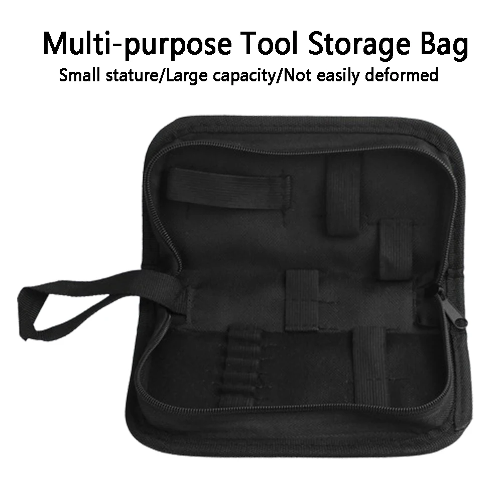 Sac à outils de réparation de montre en toile portable multifonctionnel noir, rangement à glissière pour petits outils techniques, étui EDC pratique et durable