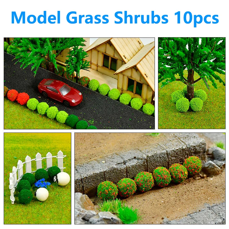 Artifical Plants Green Grass Ball Simulation Bush Shrubs Model Military Sand Table Scene Layout Raiway Train Landscape 10pcs/lot