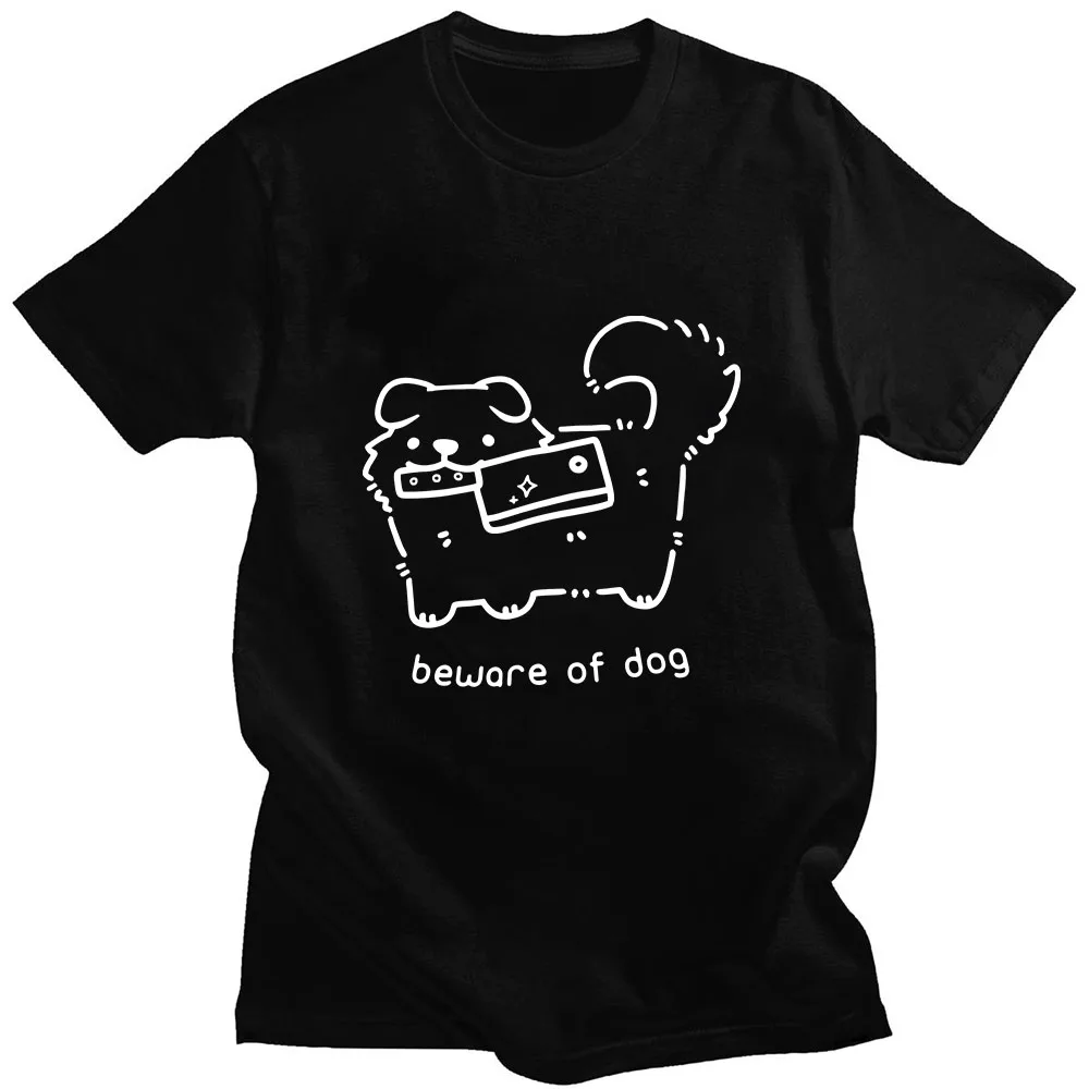 Beware of Dog Cartoon Print T-shirt Cute Graphic T Shirts 100% Cotton Female/Male Clothing Streetwear Short Sleeve Casual Tshirt