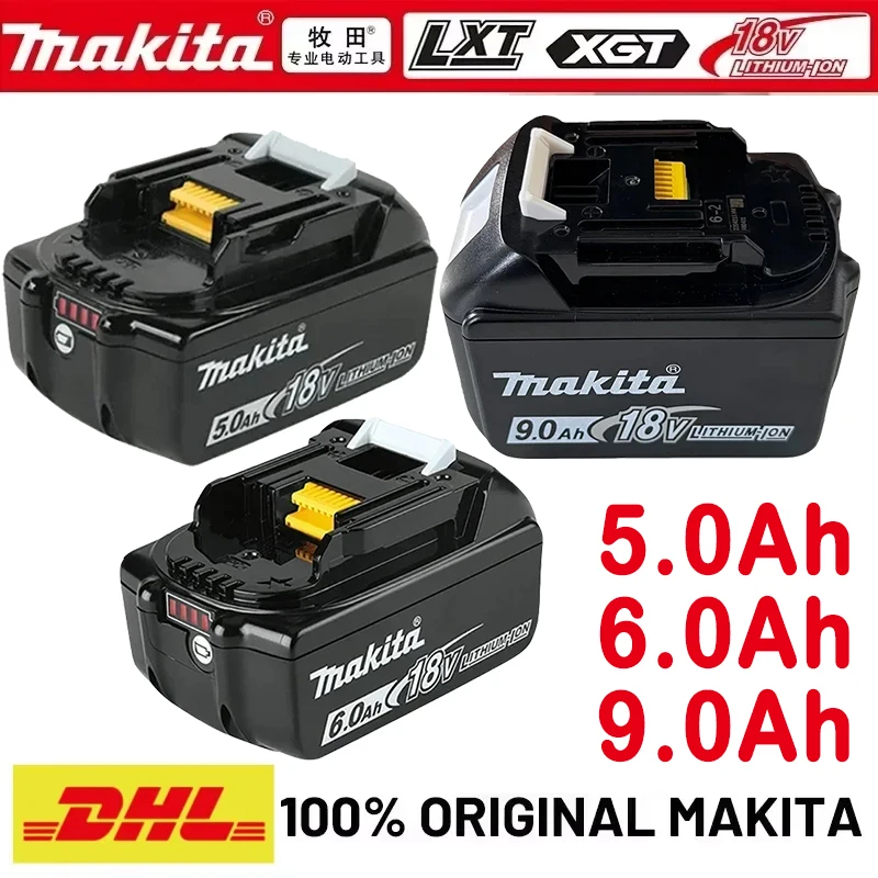 Bateria Original Makita BL1860 18V 5Ah 6Ah 9Ah para Ferramentas Elétricas, Substituição Li-ion LXT BL1850 BL1840 para Parafusadeira 18V, Carregador