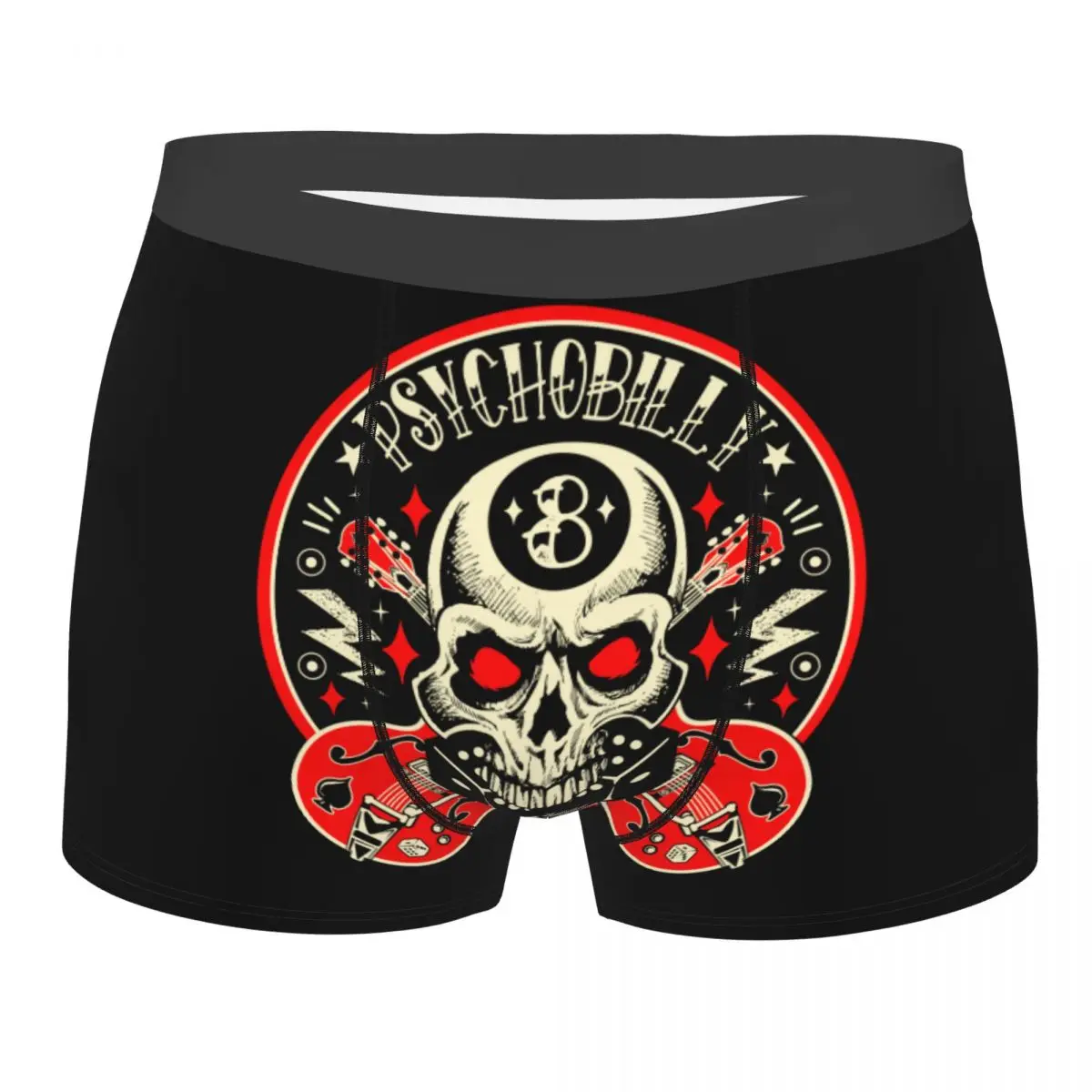 Custom Biker Motorcycle Skull Rockabilly Underwear Men Breathbale Boxer Briefs