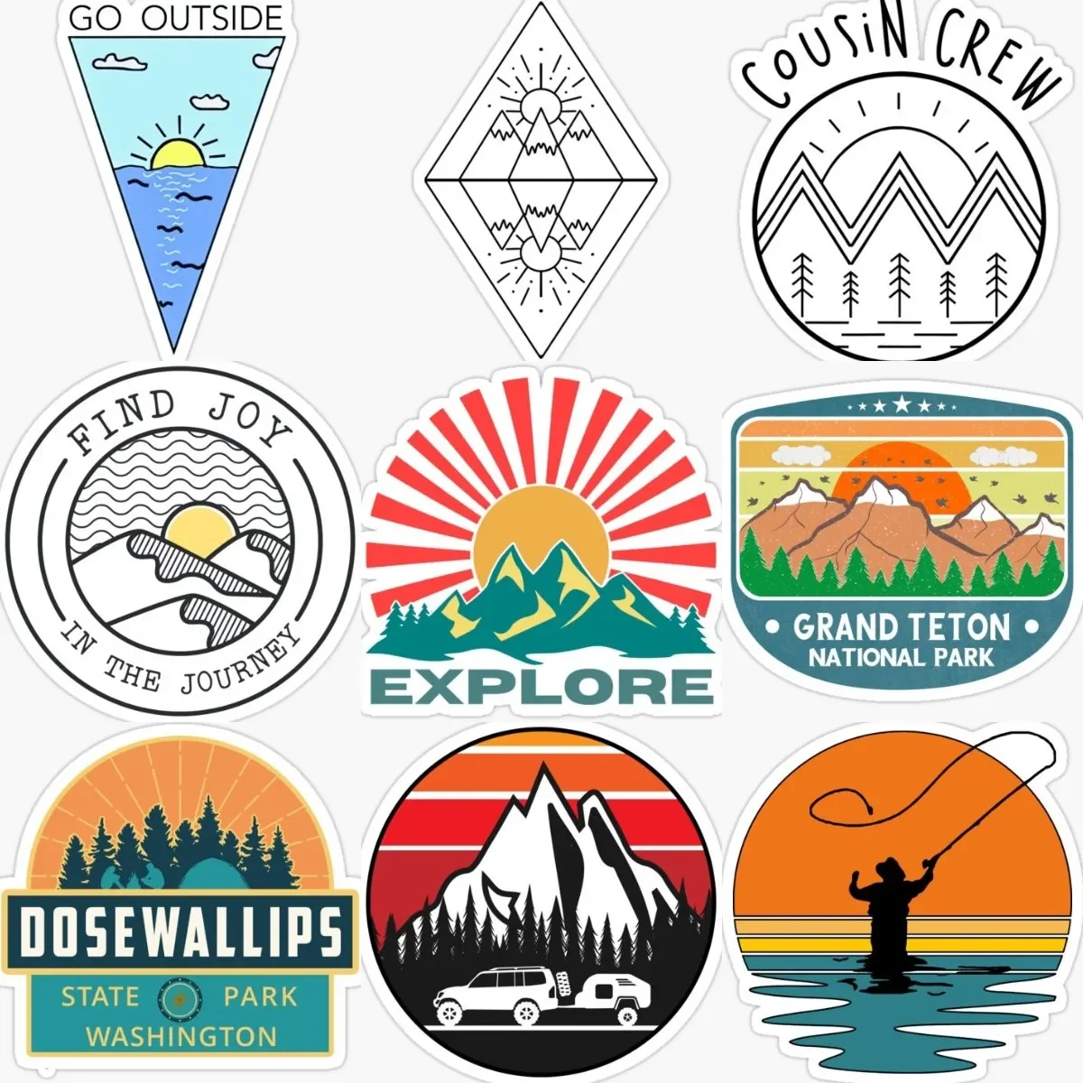 Camping Field Expedition Mountain Stickers Window Laptop Motorcycle Wall Accessories Vinyl Self-adhesive Decals