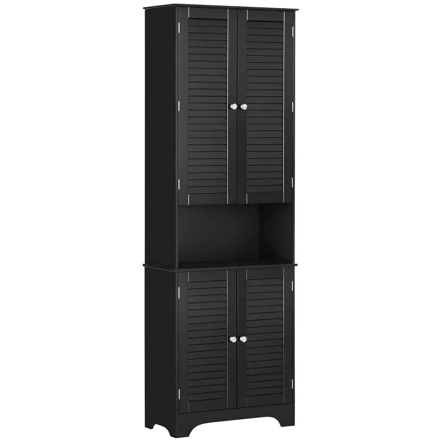 

Tall Narrow Bathroom Storage Cabinet with Adjustable Shelf, Freestanding Linen Cabinet 2 Door Countertop, Black, Customized